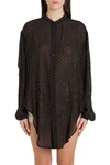 SAINT LAURENT WIDE SHIRT WITH KNOTTED DETAIL AND ALLOVER STUDS,11388144