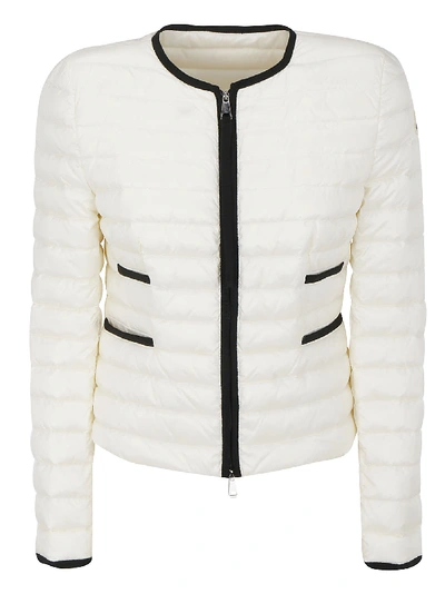 Moncler Baillet Contrast-trim Puffer Coat, White