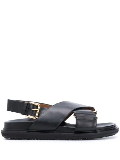 Marni Buckle Strap Sandals In Black