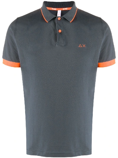 Sun 68 Contrast-trim Polo Shirt In Grey