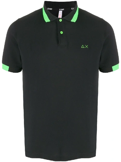 Sun 68 Logo Polo Shirt In Black