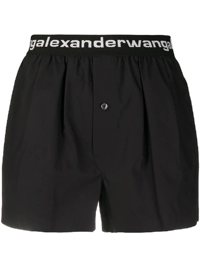 Alexander Wang T Logo短裤 In Black