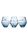 Juliska 3-piece Amalia & Florence Assorted Mini Glass Vases In Blue