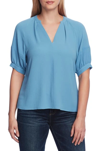 Vince Camuto Women's Elbow Sleeve Split Neck Blouse In Rapture Blue