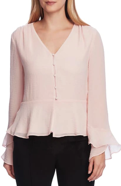 Vince Camuto Women's Flutter Cuff Button Front Blouse In Fresh Pink