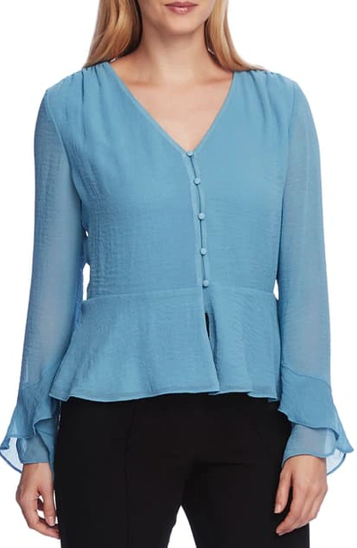Vince Camuto Women's Flutter Cuff Button Front Blouse In Rapture Blue