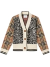 BURBERRY CHECKED LEOPARD-PATTERN CARDIGAN