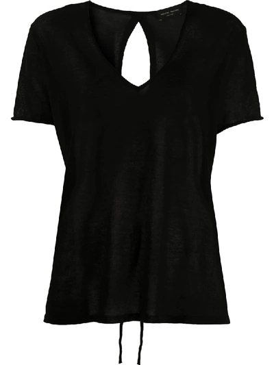 Roberto Collina V-neck Tie-back T-shirt In Black