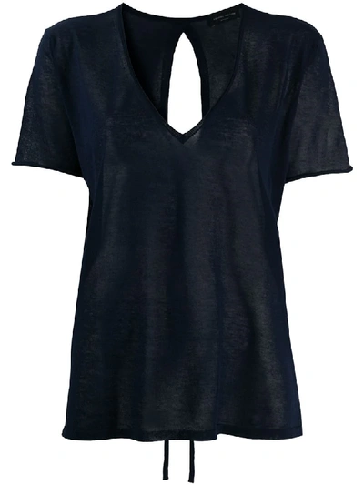 Roberto Collina V-neck Tie-back T-shirt In Blue