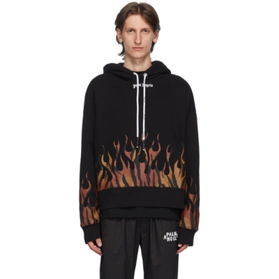 Palm Angels Tiger Flames Hoodie In Black