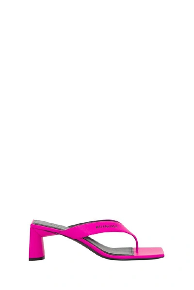 Balenciaga Neon Logo-printed Jersey Sandals In Fuchsia