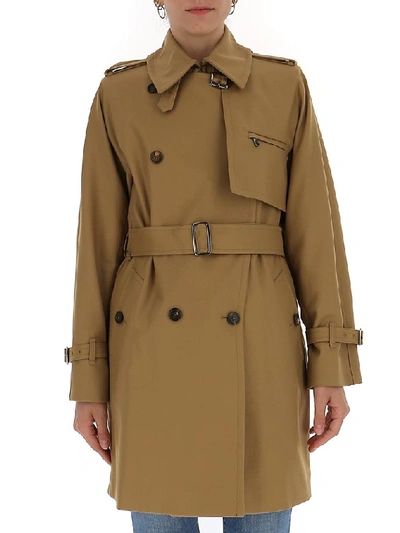 Max Mara Double Breasted Twill Trench Coat In Brown