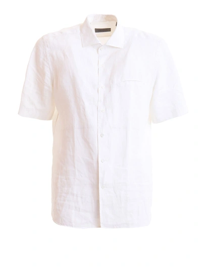 Corneliani Linen Short Sleeve Shirt In White