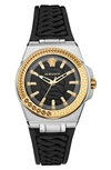 VERSACE CHAIN REACTION SILICONE STRAP WATCH, 40MM,VEHD00120