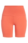 Zella Live In High Waist Pocket Bike Shorts In Coral Rose