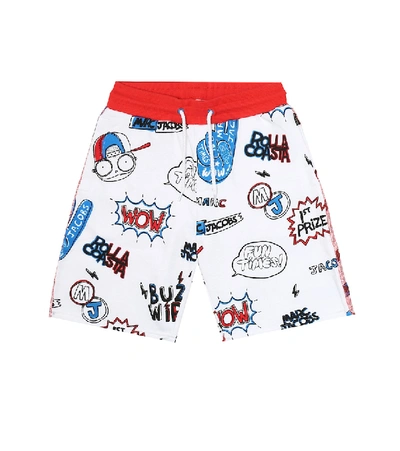 Marc Jacobs Kids' Drawstring Comic Print Shorts In White