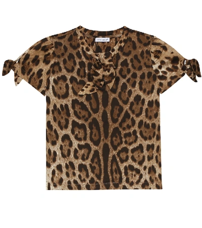Dolce & Gabbana Kids' Leopard Print Cotton Jersey T-shirt In Multicolor