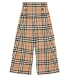 Burberry Girl's Tilda Archive Check Wide-leg Sailor Pants In Beige
