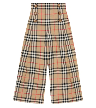 Burberry Kids' Little Girl's & Girl's Kg4 Tilda Vintage Check Wide-leg Trousers In Beige