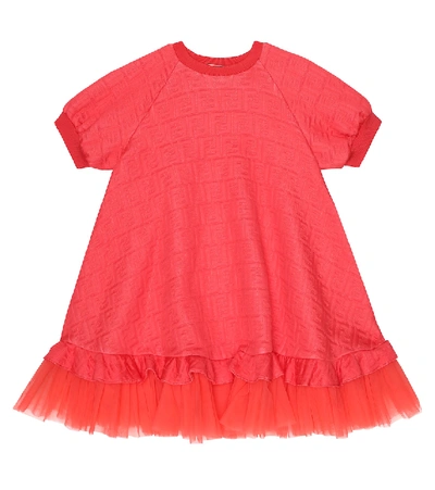 Fendi Kids' Ff Patterned Dress In Red