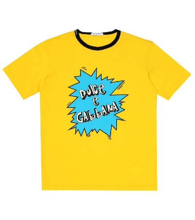 Dolce & Gabbana Kids' Logo Cotton-jersey T-shirt In Yellow