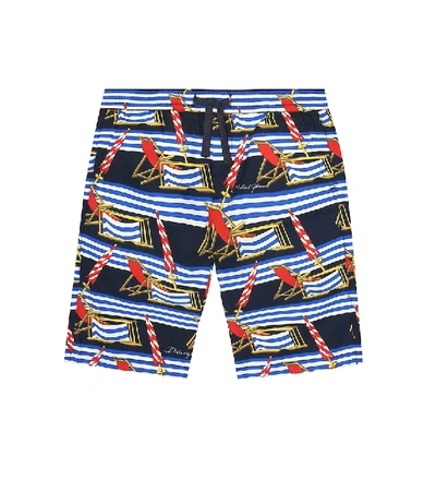 Dolce & Gabbana Kids' Printed Cotton Bermuda Shorts In Multicoloured