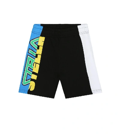 Stella Mccartney Kids' Logo Print Organic Cotton Sweat Shorts In Black