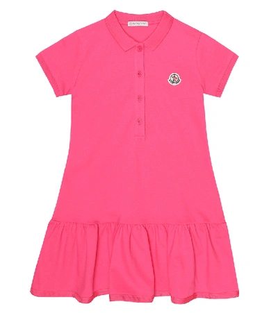Moncler Kids' Logo Polo Midi Dress In Pink