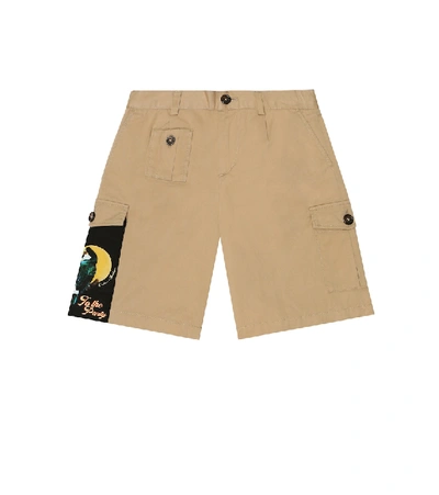 Dolce & Gabbana Kids' Stretch-cotton Cargo Shorts In Beige