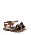 Dolce & Gabbana Ankle Strap Sandals In Faille With Leopard Print In Multicoloured