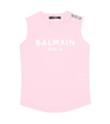 Balmain Kids' Sleeveless Logo Cotton Jersey Tank Top In Pink