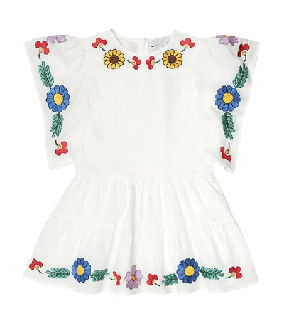 Stella Mccartney Kids' Embroidered Organic Cotton Dress In White