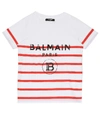 BALMAIN LOGO STRIPED COTTON T-SHIRT,P00427938