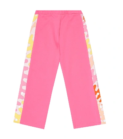 Emilio Pucci Kids' 棉质针织运动裤 In Pink