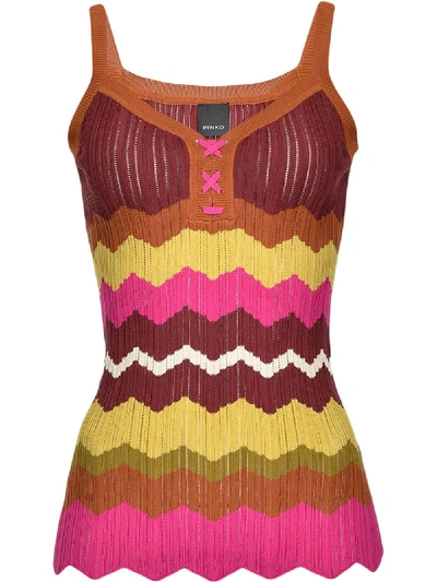 Pinko Geometric-pattern Knitted Top In Pink
