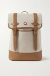 Paravel Upland Leather-trimmed Canvas Backpack In Cream