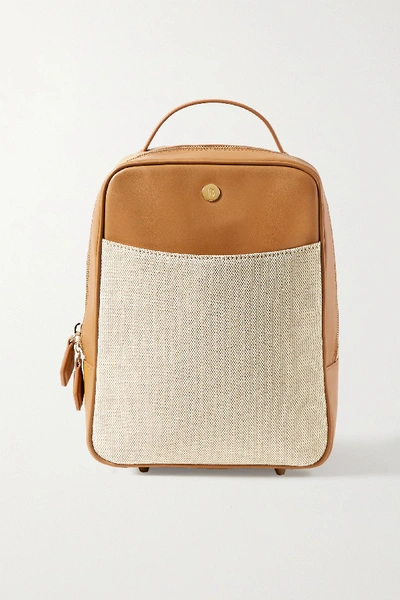 Paravel Mini City Leather And Cotton-canvas Backpack In Tan