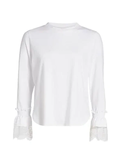 See By Chloé Ruffle Cuff Long-sleeve T-shirt In White Powder