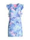 Lilly Pulitzer Astara Flutter Linen Dress In Saltwater Blue Shade Seekers