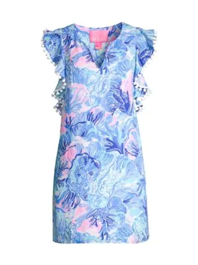 Lilly Pulitzer Astara Flutter Linen Dress In Saltwater Blue Shade Seekers