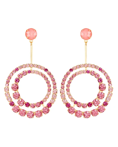 Elizabeth Cole Gia Crystal Circle Drop Earrings In Pink