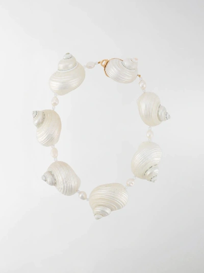 Prada Silver Choker With Shells In White