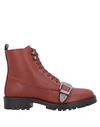 Trussardi Jeans Buckled Ankle Boots In Brick Red