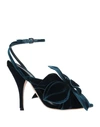 Marco De Vincenzo Flower Appliqué Velvet Sandals In Green
