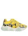 VERSACE VERSACE WOMAN SNEAKERS YELLOW SIZE 8 SOFT LEATHER, TEXTILE FIBERS