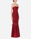 Dolce & Gabbana Long Dress Draped In Sequins In Red