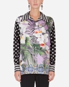 DOLCE & GABBANA OVERSIZED SHIRT IN CRÊPE DE CHINE WITH ORCHID PRINT
