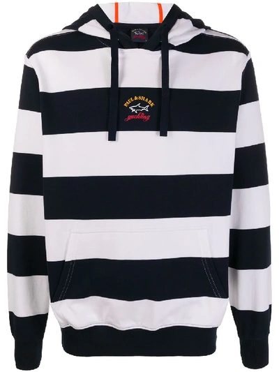 Paul Shark Logo Striped Hoodie In Blue ModeSens