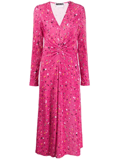 Rotate Birger Christensen Number 7 Paint Splash Print Dress In Pink