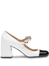 Miu Miu Leather Chain Pumps In White